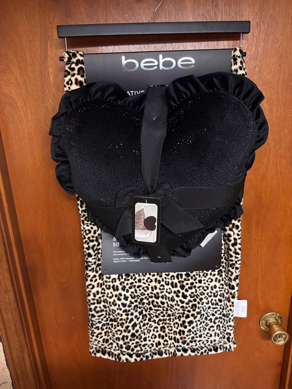 Bebe Leopard Blanket & Heart Shaped Pillow Set